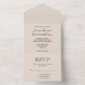 Sparkle Blush Cream Glitz Glitter Bruiloft All In One Uitnodiging (Binnen)