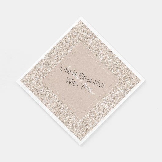 Sparkle Blush Cream Glitz Glitter Bruiloft Servet (Hoek)