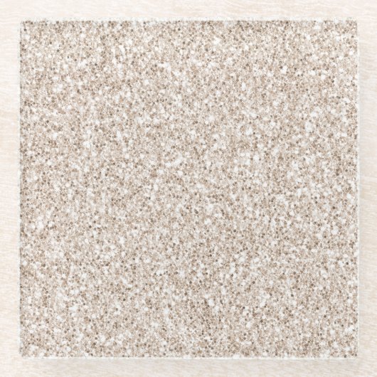 Sparkle Blush Cream Glitz Glitter Glazen Onderzetter (Voorkant)