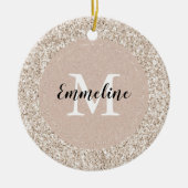 Sparkle Blush Cream Glitz Glitter Monogram Keramisch Ornament (Voorkant)