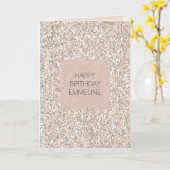 Sparkle Blush Cream Glitz Glitter Verjaardag Kaart (Gele Bloem)