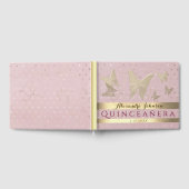Sparkle Blush Pink Gold Butterflies Quinceanera Gastenboek (Volledig)
