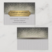 Sparkle Bokeh Faux Linen Metallic Gold Label (Voorkant / Achterkant)