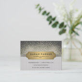 Sparkle Bokeh Faux Linen Metallic Gold Label (Staand voorkant)