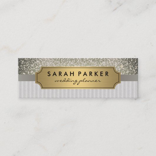 Sparkle Bokeh Faux Linen Metallic Gold Label (Voorkant)