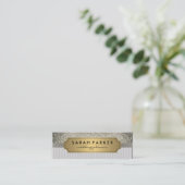 Sparkle Bokeh Faux Linen Metallic Gold Label (Staand voorkant)