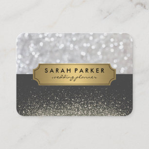 Sparkle Bokeh met Faux Metallic Gold Label