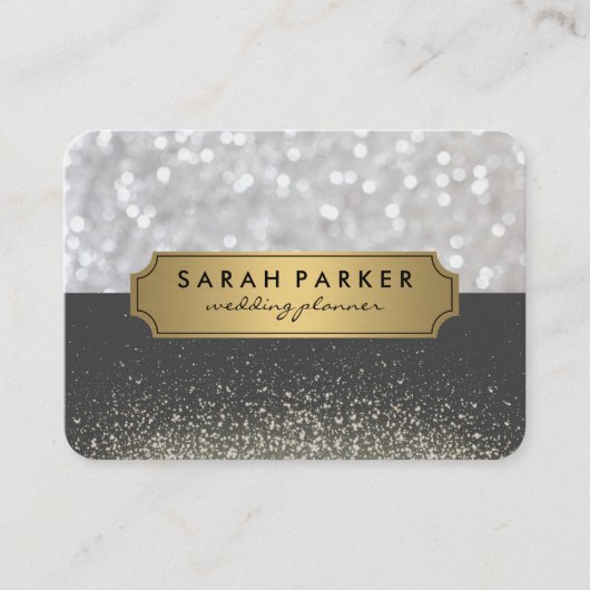 Sparkle Bokeh met Faux Metallic Gold Label (Voorkant)