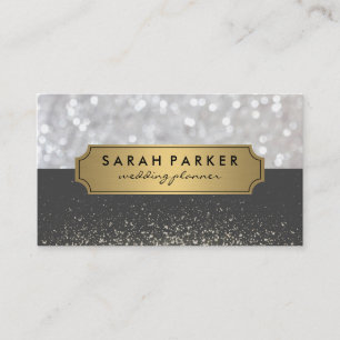 Sparkle Bokeh met Faux Metallic Gold Label
