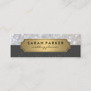 Sparkle Bokeh met Faux Metallic Gold Label