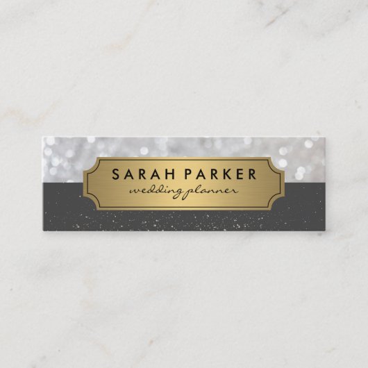 Sparkle Bokeh met Faux Metallic Gold Label (Voorkant)