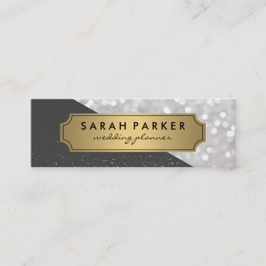 Sparkle Bokeh met Faux Metallic Gold Label (Voorkant)