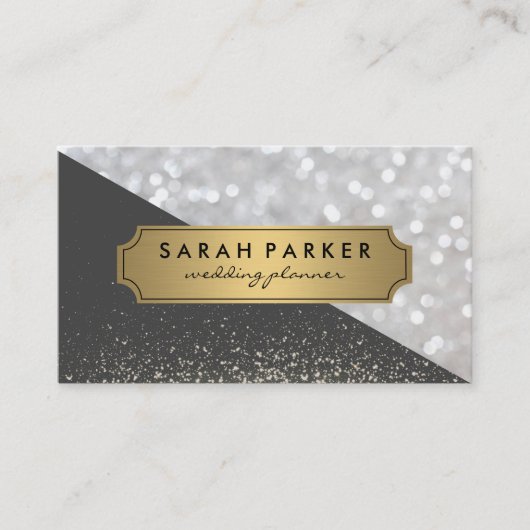 Sparkle Bokeh met Faux Metallic Gold Label (Voorkant)