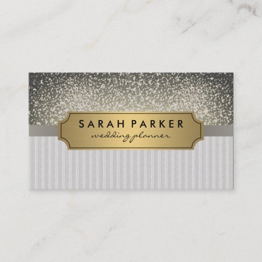 Sparkle Bokeh Nep Linnen Metallic Gouden Label (Voorkant)