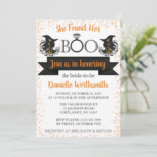 Sparkle Boo Halloween Witch Vrijgezellenfeest Kaart (Staand voorkant)