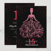 Sparkle Bourgogne Black Glitter Jurk Quinceañera Kaart (Voorkant / Achterkant)