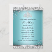 Sparkle Bow Tiara Photo Sweet 16 Invitation Kaart (Achterkant)