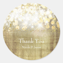 Sparkle Bright Lights Rustic Gold Favor Ronde Sticker
