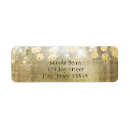 Sparkle Bright Lights Rustic Gold Invitation Etiket
