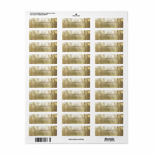 Sparkle Bright Lights Rustic Gold Invitation Etiket (Full Sheet)