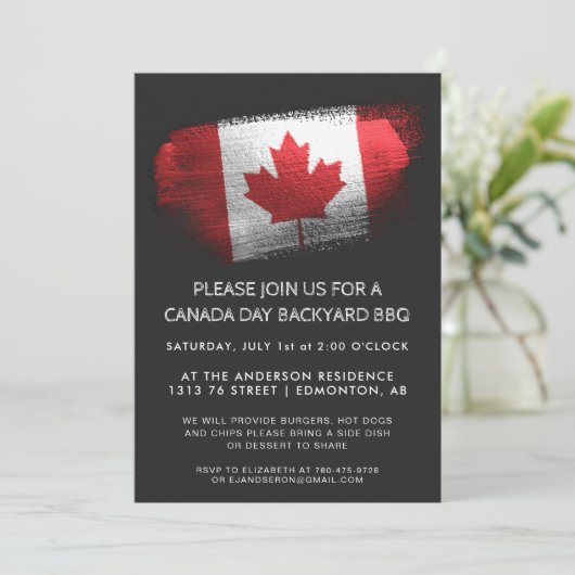 Sparkle Brushack Canada Day BBQ Invitation (Staand voorkant)
