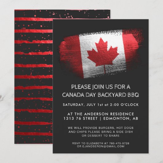 Sparkle Brushack Canada Day BBQ Invitation (Voorkant / Achterkant)