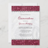 Sparkle Burgundy Glitter Glam Diamond Quinceañera Kaart (Voorkant)