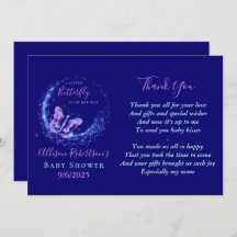 Sparkle Butterfly Girl Baby shower Hartelijk dank