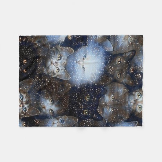 Sparkle Cats Fleece Deken (Voorkant (Horizontaal))