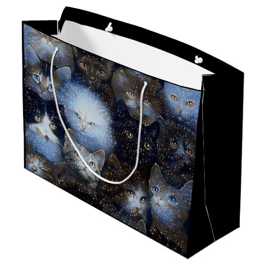 Sparkle cats Large Gift Bag Groot Cadeauzakje (Achterkant Gekanteld)