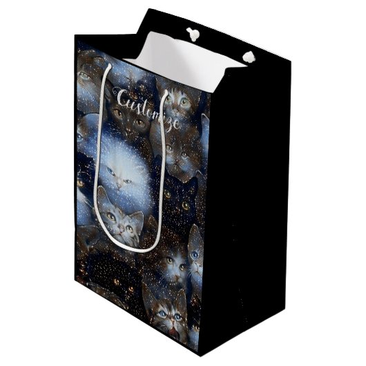Sparkle Cats Medium Gift Bag Cadeauzakje (Voorkant Gekanteld)