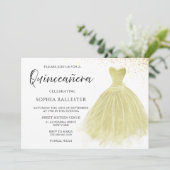 Sparkle Champagne Gown Quinceanera Party Kaart (Staand voorkant)