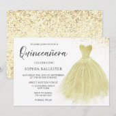 Sparkle Champagne Gown Quinceanera Party Kaart (Voorkant / Achterkant)