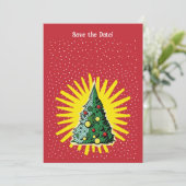 "Sparkle & Cheer" Bewaar de Datum Kerst Uitnodigin Kaart (Staand voorkant)