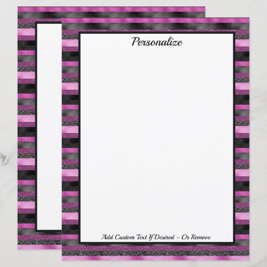 Sparkle Chic Pink Black Glitter Stripe Personalize (Voorkant / Achterkant)