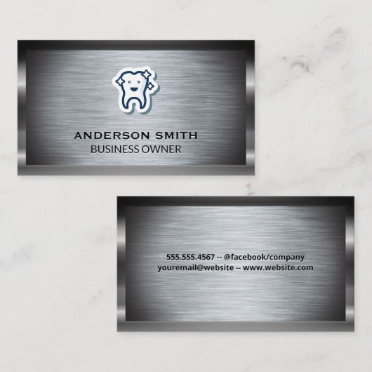 Sparkle Clean Tooth Icon | Metaalborstel Visitekaartje (Voorkant / Achterkant)