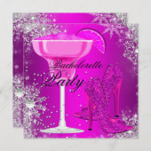 Sparkle Cocktail & Heels Bachelorette Invitation Kaart (Voorkant / Achterkant)