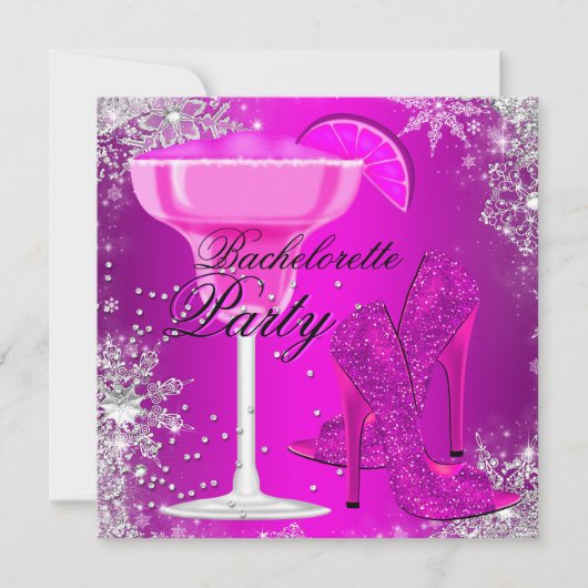Sparkle Cocktail & Heels Bachelorette Invitation Kaart (Voorkant)
