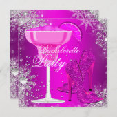 Sparkle Cocktail & Heels Bachelorette Invitation Kaart (Voorkant / Achterkant)