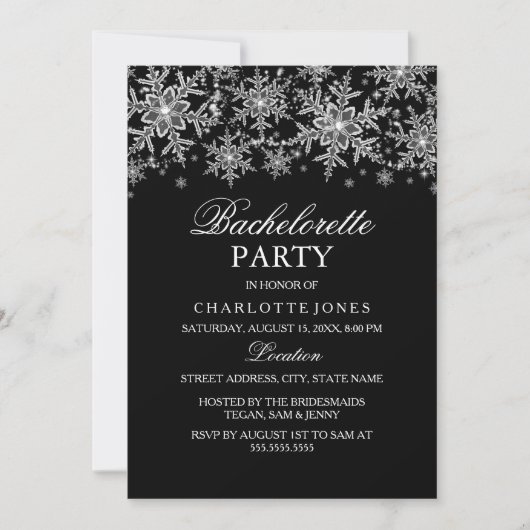 Sparkle Crystal Snowflake Bachelorette Kaart (Voorkant)