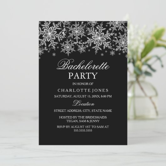 Sparkle Crystal Snowflake Bachelorette Kaart (Staand voorkant)