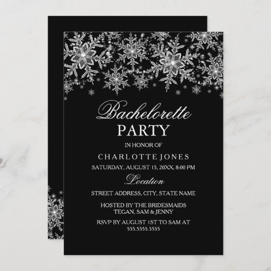 Sparkle Crystal Snowflake Bachelorette Kaart (Voorkant / Achterkant)