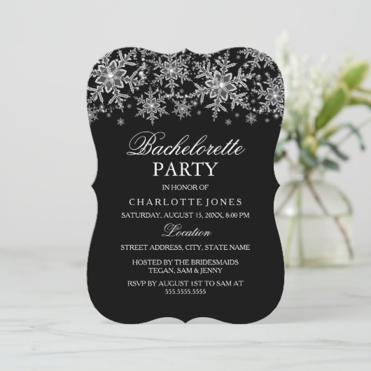 Sparkle Crystal Snowflake Bachelorette Kaart (Staand voorkant)