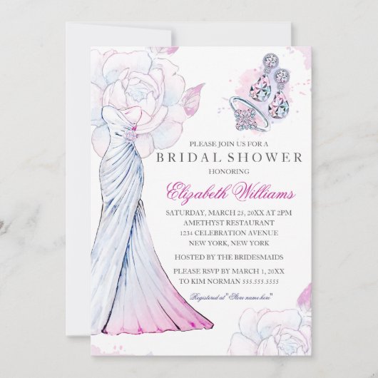 Sparkle Crystal Wedding Gown Vrijgezellenfeest Inv Kaart (Voorkant)