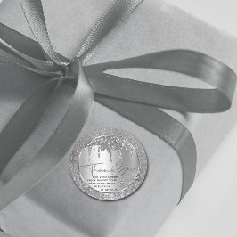 Sparkle Dank U Zilveren Druppelende Glitter Klassi Ronde Sticker