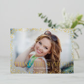 Sparkle Delight Folie Afstuderen Hartelijk dank vo Uitnodiging (Staand Voorkant)