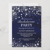 Sparkle Diamond Blue Bachelorette Party Invite Kaart (Voorkant)