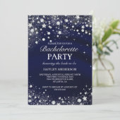 Sparkle Diamond Blue Bachelorette Party Invite Kaart (Staand voorkant)