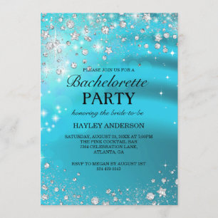 Sparkle Diamond Blue Bachelorette Party Uitnodigin Kaart