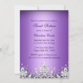 Sparkle Diamond Bow Paars Sweet 16 Invite Kaart (Achterkant)